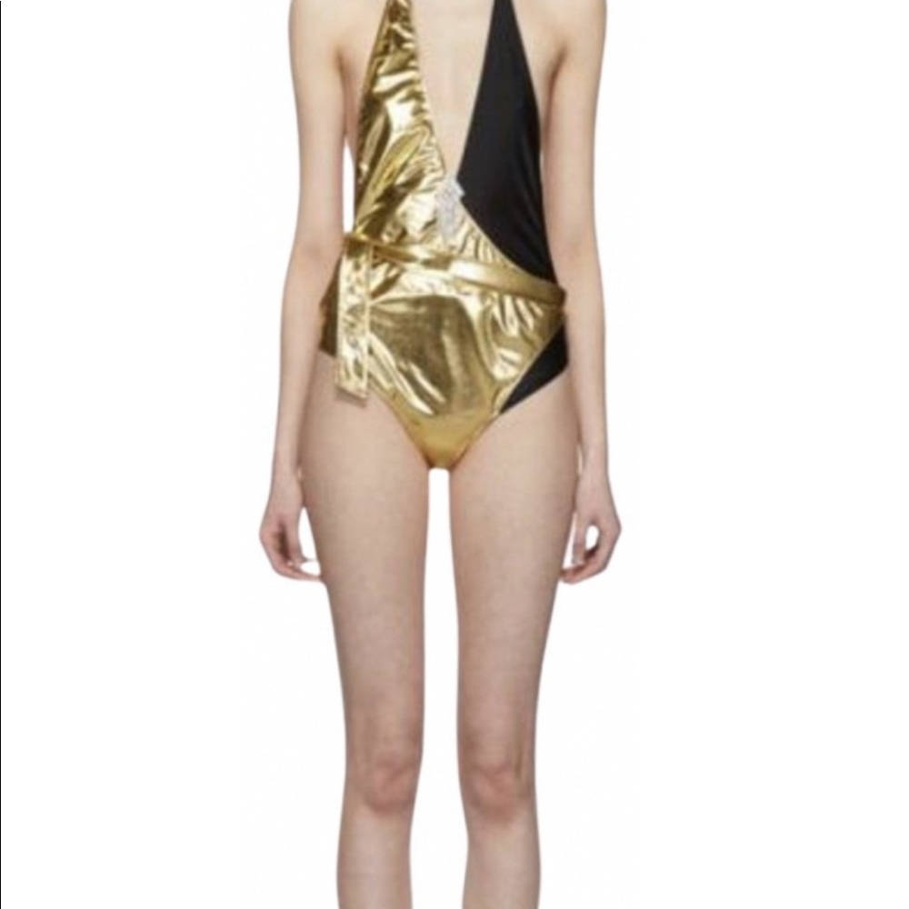 NWT Gucci bathing suit gold and black with pendant size medium - Picture 2 of 6